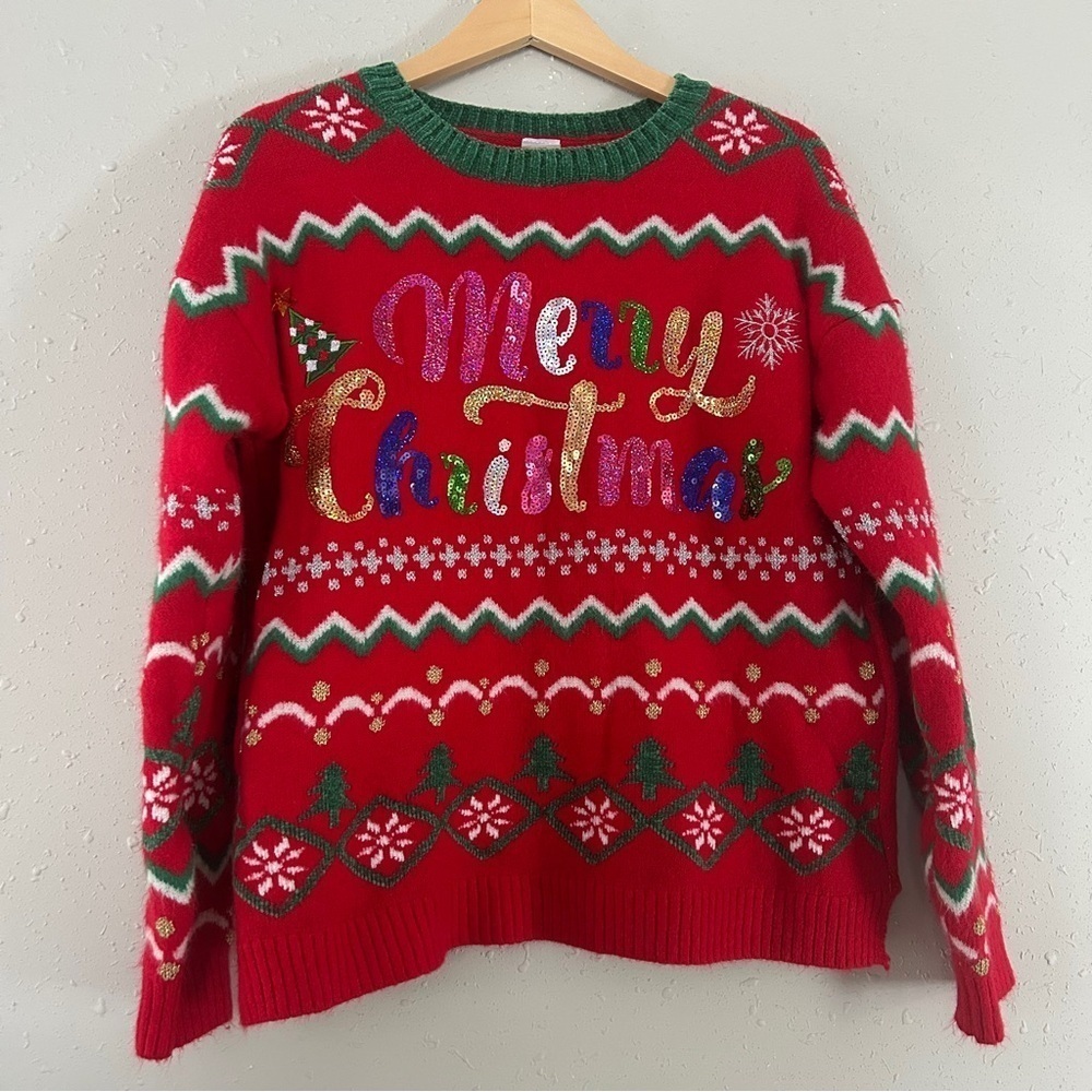 Holiday Time Ugly Christmas Sweater Holiday Winter Party Comfy Soft Large